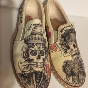 Goby Day of the Dead, Skull canvas shoes, size 8.5
